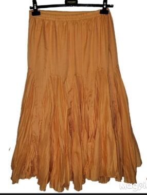 Dimri Bright Orange Cotton Blend Gypsy Boho Twirl Skirt Size L Fairycore Whispy